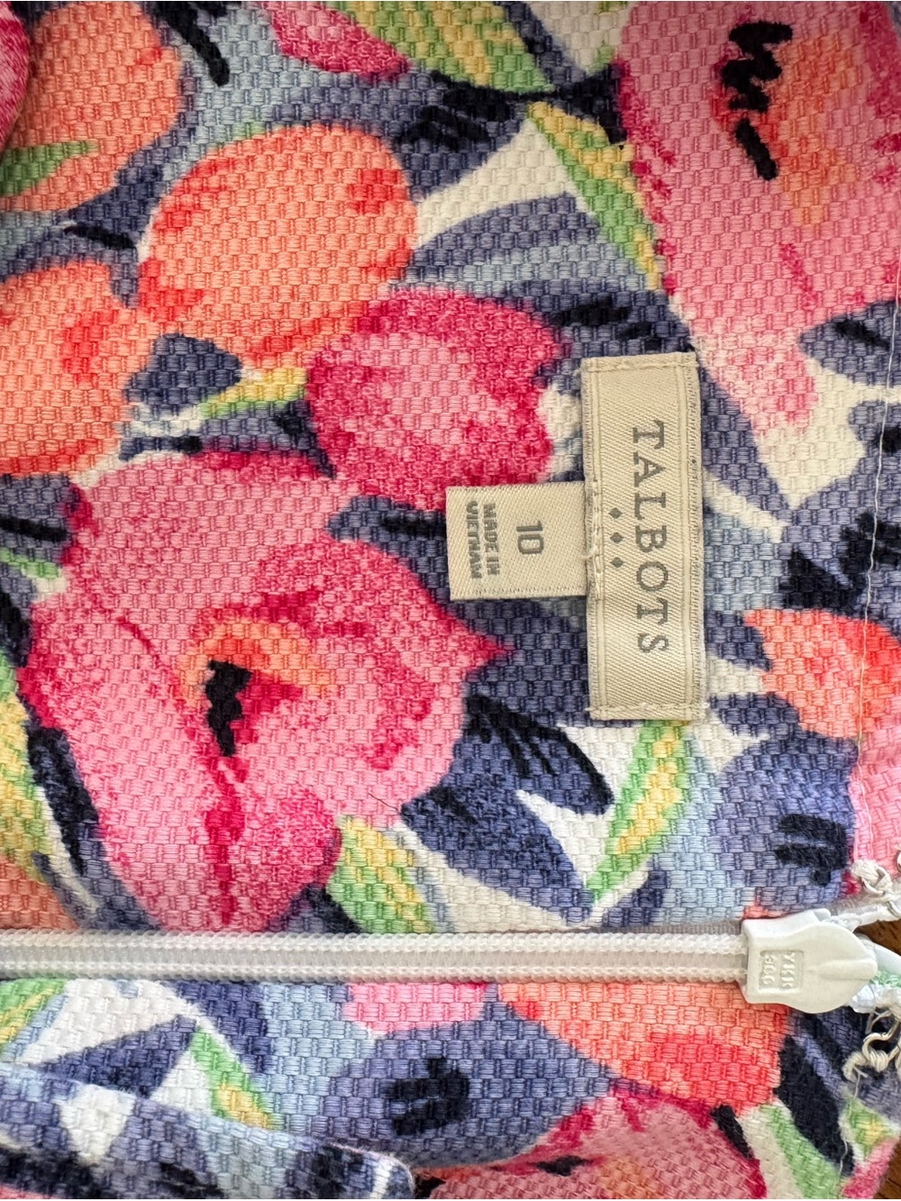 Talbots Floral Sheath Dress Pink Blue Sleeveless Stretch Size 10 - Picture 2 of 6
